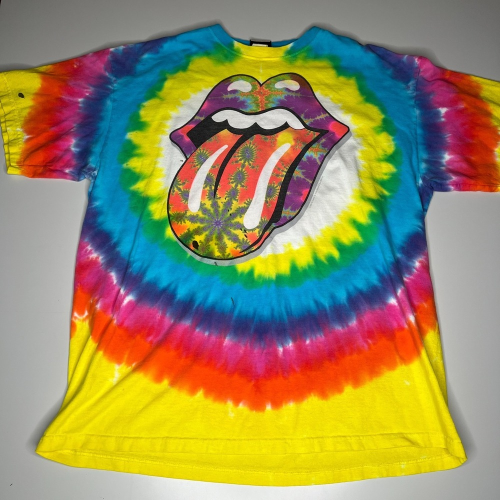 Vintage 2002 Liquid Blue Rolling Stones Tie Dye Shirt Tongue Logo XL